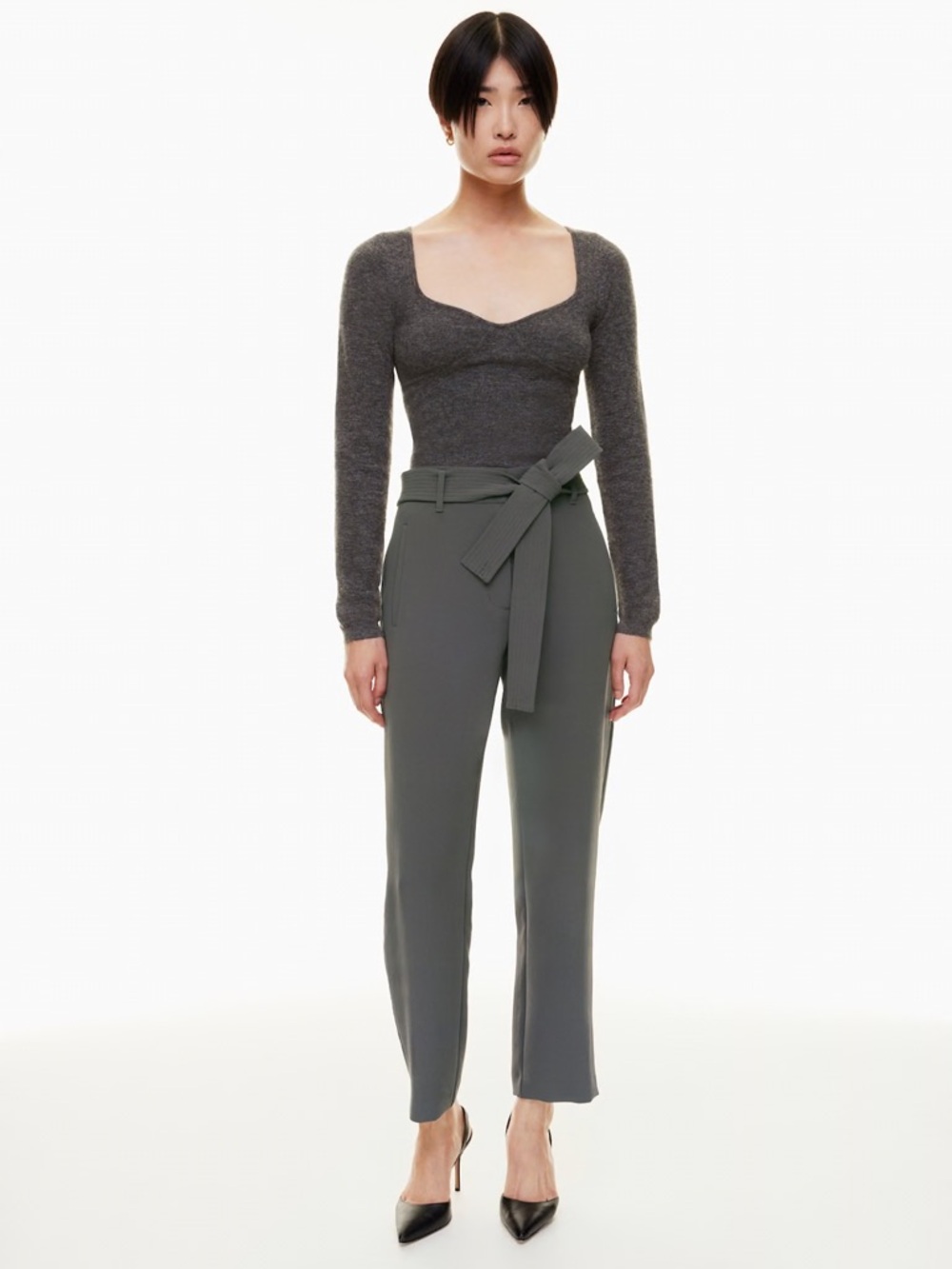Aritzia Wilfred Tie Front Pants in Gray